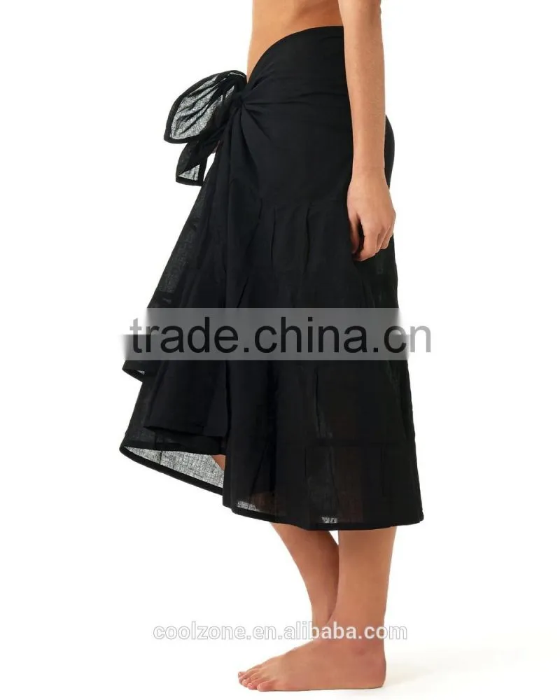Glamorous tie-up design soft cotton sarong women long beach sarong