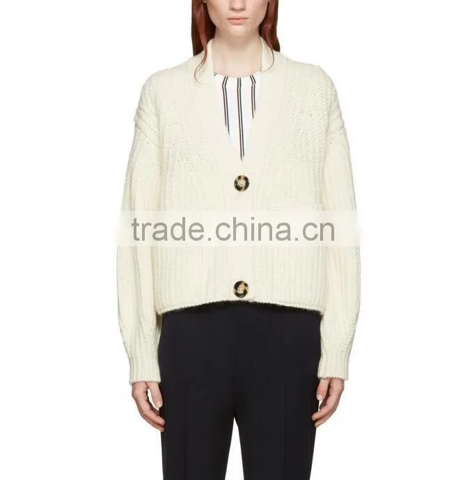 Solid color korean sweater thick fashion Y-neck collar with button for women