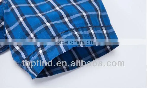 Short Sleeve Cotton Plaids Double Pockets Men Shirts
