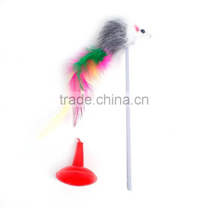 Plastic Wand Pet Teaser Mouse Animal At Random