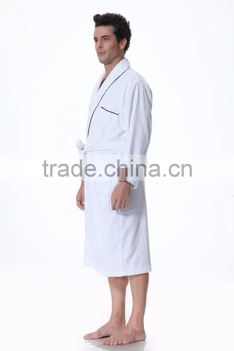Cotton robe women ladies night robe piping kimono collar personalized logo