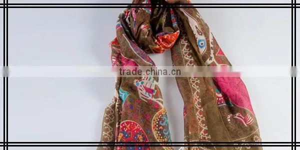 Geometry Pattern Tassels Printed Viscose Scarf