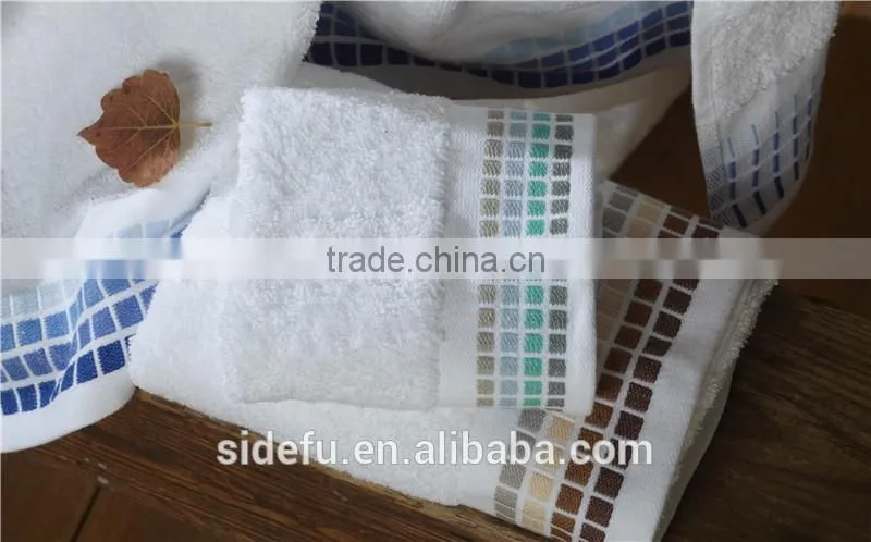 China Manufactural High Quality Wide Dobby Border with Embroidery Hotel Terry Hand Towel