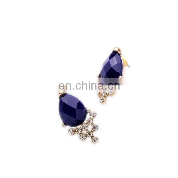 Emerald blue crystal glass drop earrings zircon ear jackets fashion jewelry