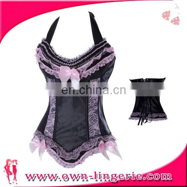 Spot Satin Corset fat woman slimming pink lace tutu dress