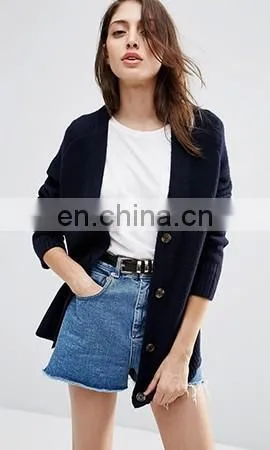 V-neckline Split Sides Knitted Top Fashion Winter Cardigan Sweaters