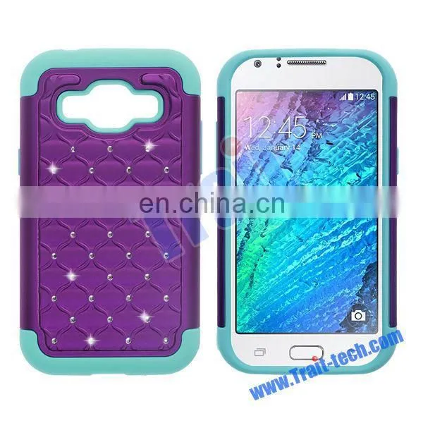 2015 Shenzhen Factory Diamond Silicone+ PC Back Case for Samsung Galaxy J1 J100