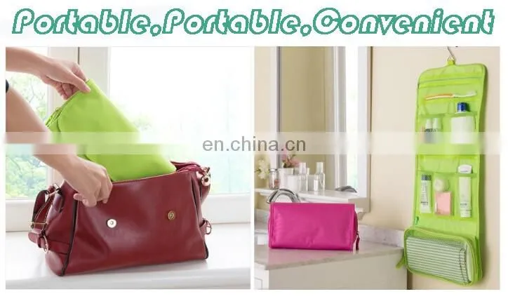 Canvas Wash Bag Foldable Organizer Multi-functional Hanging up Cosmetic Bag