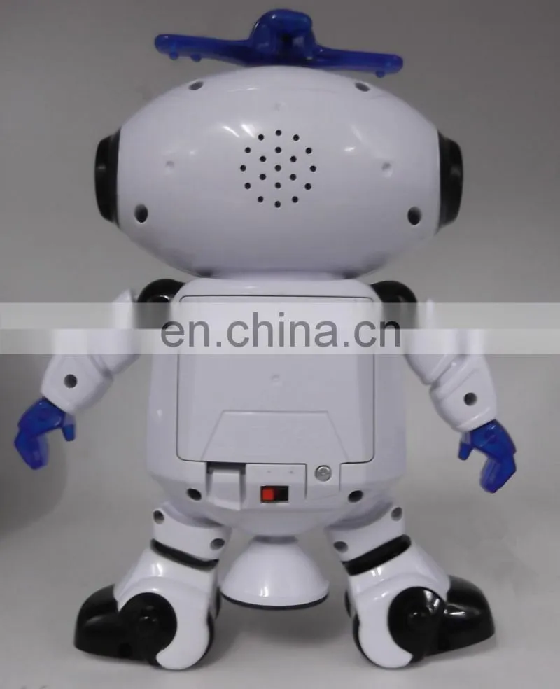 Battery operated dancing and singing remote control robot toy with LED light