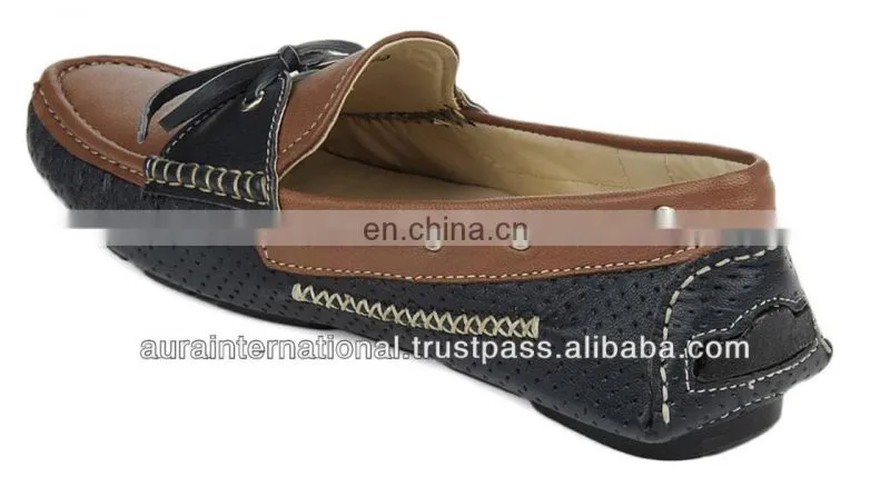 Mens Casual Black Leather Boat Shoes Wholesale - Latest Design