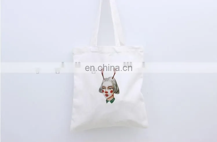 Wholesale UK Women Popular White Black Canvas Tote Bag