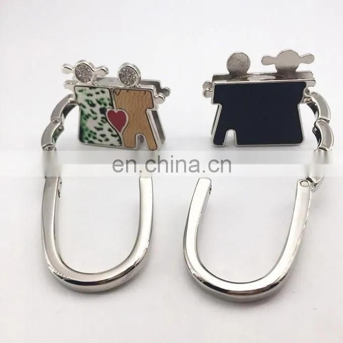 Wholesale love/couple foldable table bag purse hanger with crystal