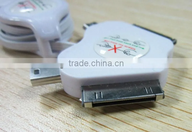 2013 Hot selling Mini 4in 1 USB Connector Adapter and USB Retractable Cable for iPhone 4 Samsung Blackberry Nokia