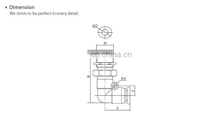 SNS SPLM Series Elbow Bulkhead Push In Connect Fitting Pipe Tube Union Quick Connector