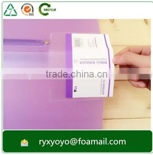 eco-friendly hard cover pp plastic a4 size 2d ring clip clear file folder
