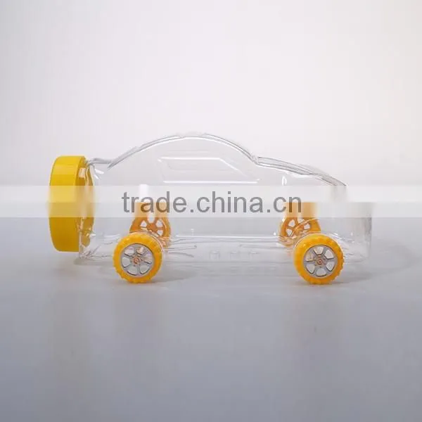 Small cute clear plastic bottles in toy shaped for candy
