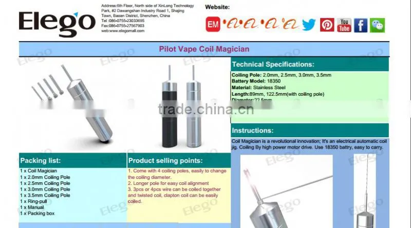 Easy Use Revolutionary Electrical Automatic Coil Jig Pilot Vape Coil Magician