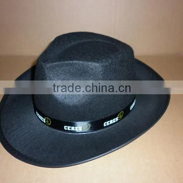 Fashion fedora hat cust om logo band,wool felt fedora hat polyester felt hat promotion hat