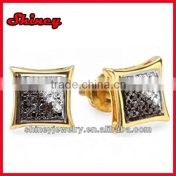 wholesale cubic zircon kite style screw back gold micro pave silver earrings