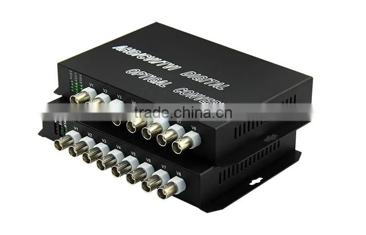 CCTV HD TVI/HDCVI/AHD 1/2/4/8/16/ch fiber optic video converter 8Ch HD TVI Video+1Ch RS485 data
