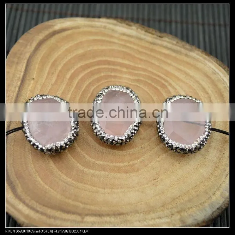 Wholesale LFD-0032B Natural Druzy Agate Pave Rhinestone Crystal Connector Beads For Making Bracelet Jewelry Finding