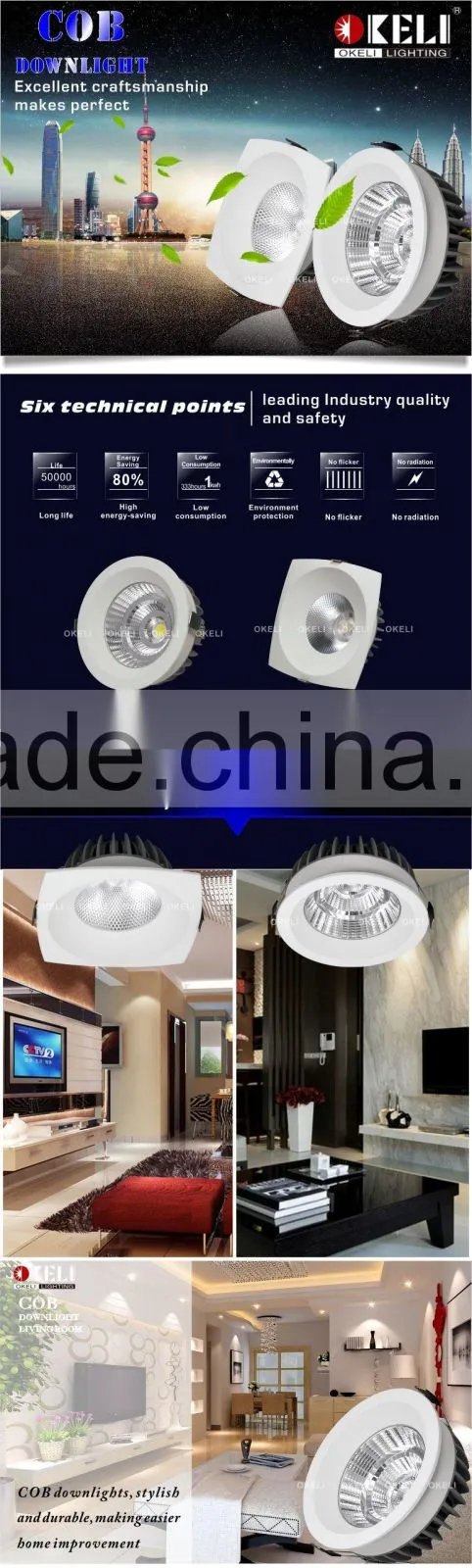 High lumen high CRI high PF led light downlight,led cob downlight