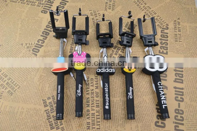 Newest colorful cute silicon cheap monopod selfie stic