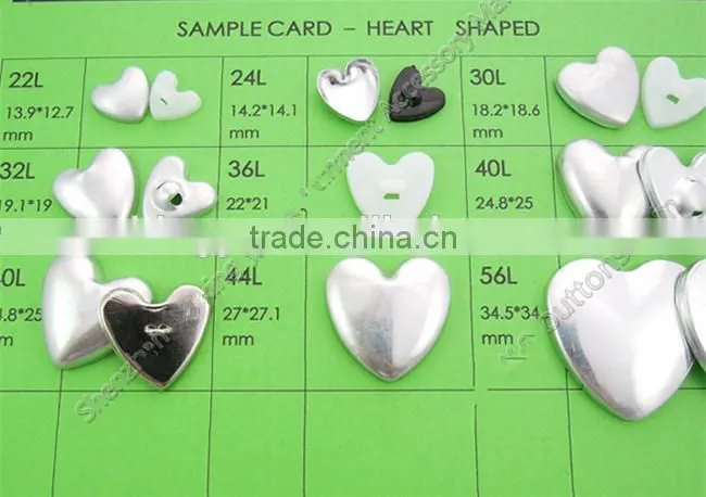 Union Logo Plastic Shell Heart Shape Self Fabric Covered Shank Button -- F1503