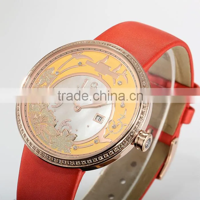 2015 cheap custom logo fashion lady watch with multi color