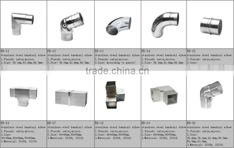 EB-19 stainless steel /aluminum 90 degree square tube elbow