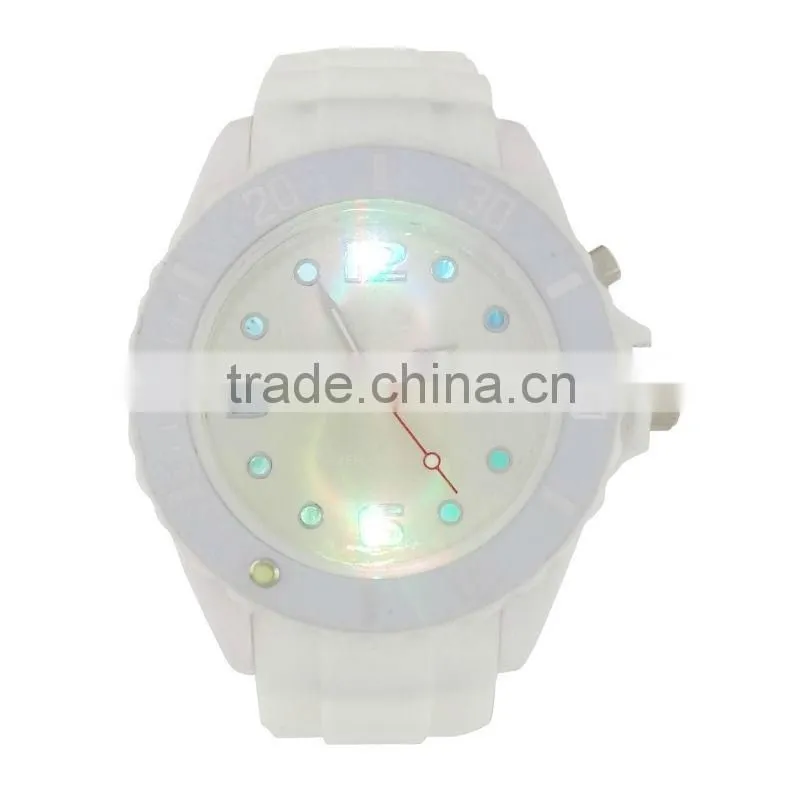 Colorful Back light plastic watch quartz analog wrist watch with light