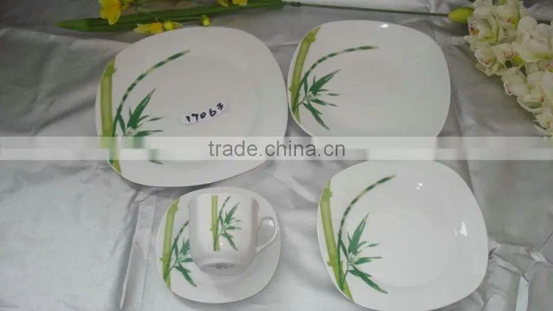 30pcs full decal glazed plated tableware set