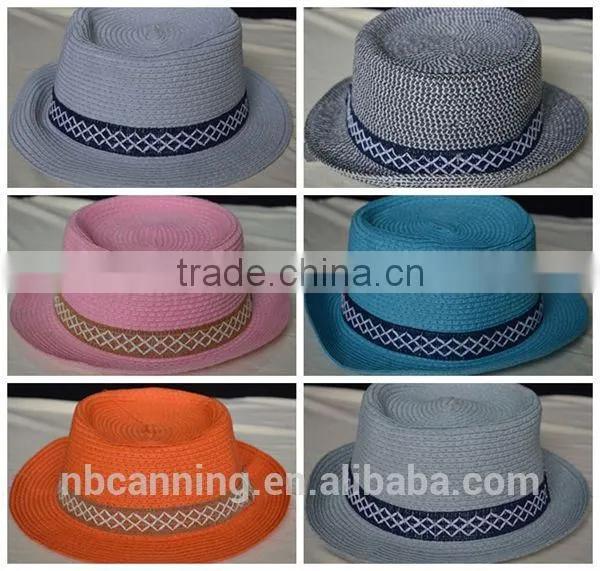summer straw hat/men hats/plain pp plaid hats wholesale