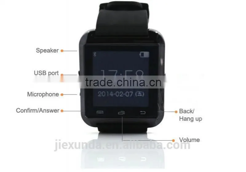 U8 Smart Bluetooth Watch 1.44'' Touch Screen Smartwatch with Mic phonebook dialer messaging call music barometer pedometer