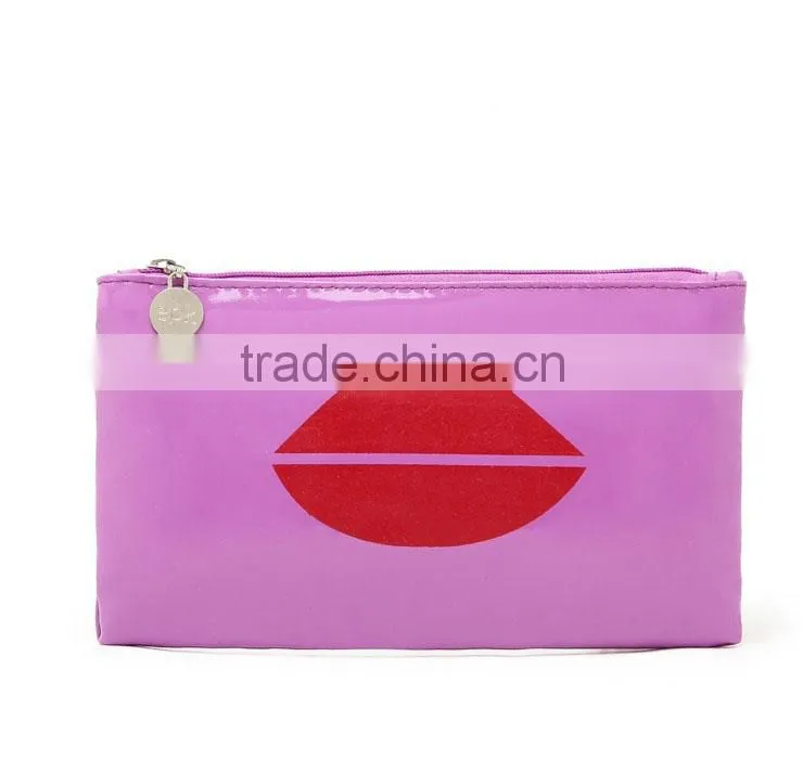 Wholesale durable fashion pattern Pink PVC cosmetic bag
