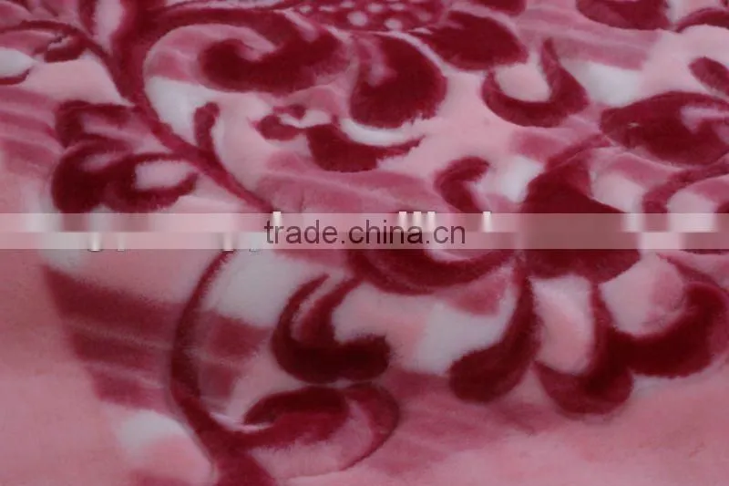 100% polyester printed and special carving raschel blanket 5kg