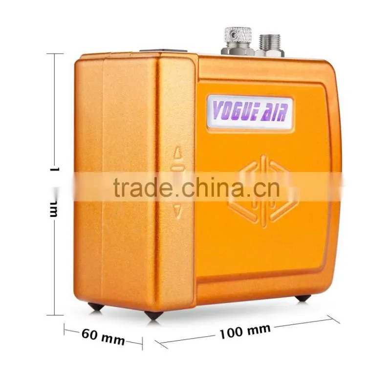 Yellow HS08 Mini Portable Airbrush Compressor Set with UK Adapter for Hobby Cosmetics Nail Tattoo Makeup Body Paint AS-33