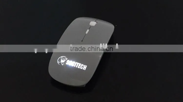Advertising 2.4G Flat Wireless Mouse with laser Light-up LOGO