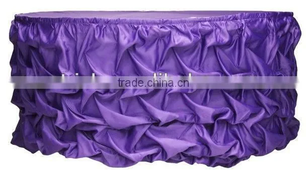Colorful Charming satin ruffled table skirt for wedding decorative table skirts