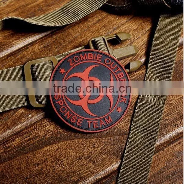 Zombie Outbreak Respond Team 3D PVC Patch Armband Velcro-On Rubber Tactical Gear Travel Patch Diamter 8 cm Red