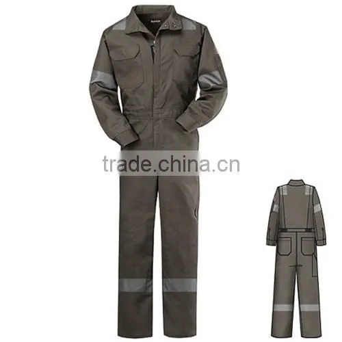 Safety orange coverall with reflective tape