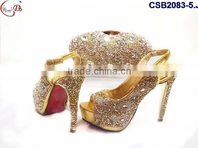 CSB2083 2016 the latest top fashion woman italy style high heel sandal shoes with matching purse/cluth/bag High quality and wha