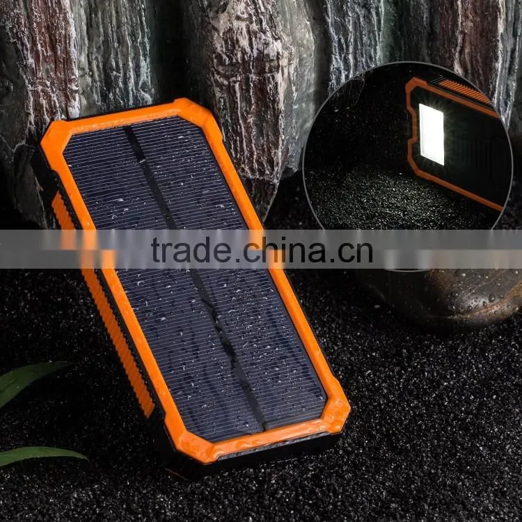 2016 trending products 12000mah solar power bank charger with led light