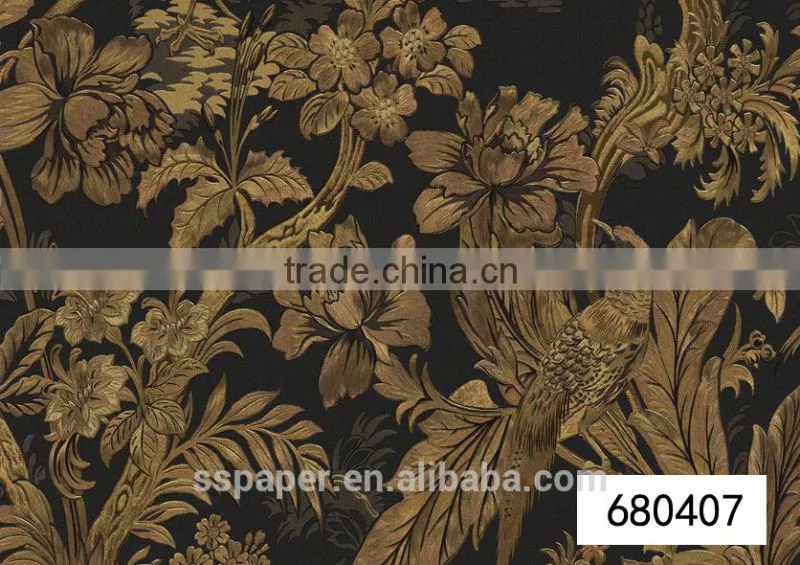 Elegant and rich antiquity PVC 3d office grass cloth wallpaper