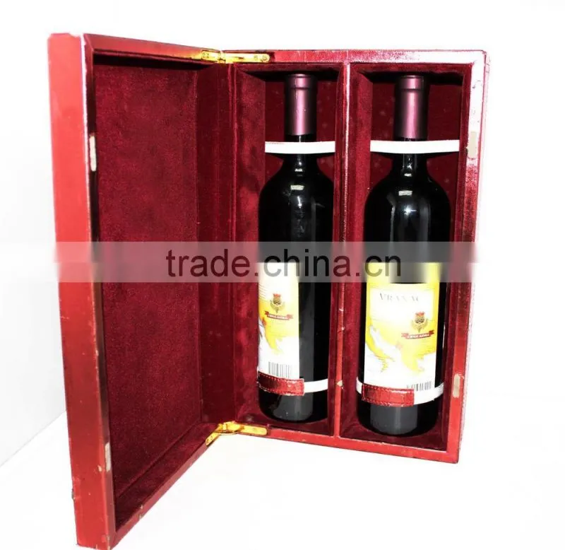 High Quality Faux Leather Wine Box/Wooden Wine carrier/Double Wine Case