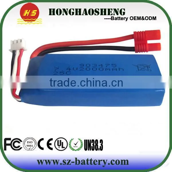 903475 7.4v 2000mah rc lipo battery 25c high rate battery for syma x8c quadcopter