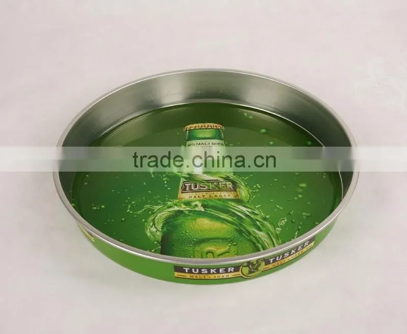 customized factory price Round bar serving tin tray, round metal tin trays,