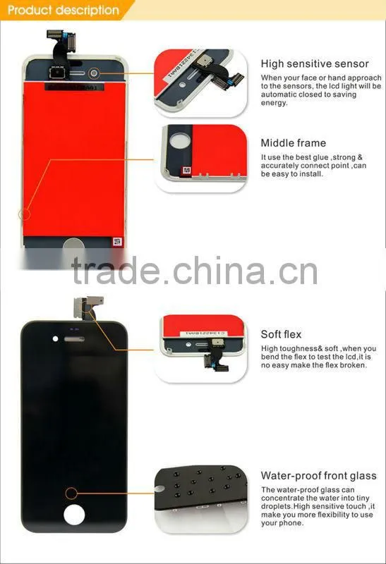Best price with original flex for iphone 4 lcd for iphone 4 screen display