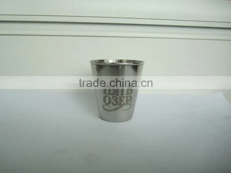 Stainless steel cup with leather wrapped and logo 4pcs in leather bag