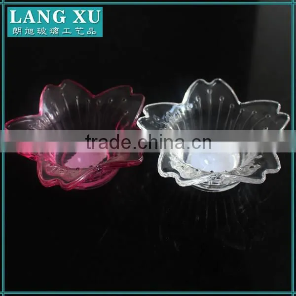 clear flower shape tealight glass candle holder for wedding